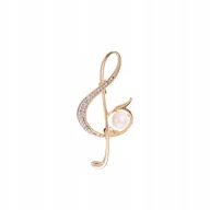 Broszki - PINETS Broszka złoty Klucz wiolinowy z cyrkoniami - miniaturka - grafika 1