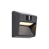 Lampy ogrodowe - QAZQA Lampa ścienna czarna z LED IP54 z czujnikiem ruchu solarna - Border - miniaturka - grafika 1
