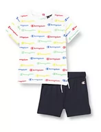 Spodenki damskie - Champion Legacy American Classics-all-Over S/S T-Shirt & Szorty Pełna Baby 0-24, (Biały/Granatowy Niebieski), 6 miesięcy - miniaturka - grafika 1