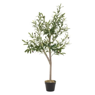 Sztuczne Drzewo Oliwne 120 cm, Rośliny Duże, z Naturalnym Pniem Drewnianym i Owocami - Sztuczne kwiaty - miniaturka - grafika 1