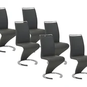 Krzesła - Komplet 6 krzeseł TWIZY - Czarna ekoskóra - miniaturka - grafika 1