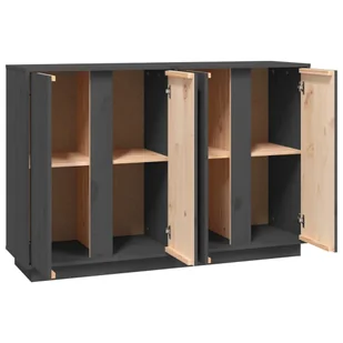 Lumarko Szafka, szara, 120x35x80 cm, lite drewno sosnowe - Szafki do salonu - miniaturka - grafika 9