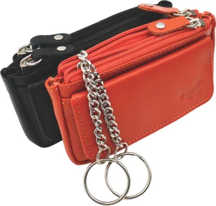 Etui na klucze Safekeepers z ochroną RFID - uchwyt na klucze - etui na klucze - portfel na klucze - skórzane etui na klucze - męskie - damskie - skórzane - czarno-pomarańczowe - Portfele - miniaturka - grafika 1