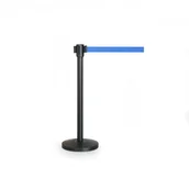 Pachołki i taśmy ostrzegawcze - Słupek odgradzający z samonawijającą taśmą, czarny/niebieski - miniaturka - grafika 1