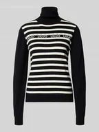 Swetry damskie - Golf o kroju slim fit z imitacji dzianiny z mieszanki wiskozy - miniaturka - grafika 1