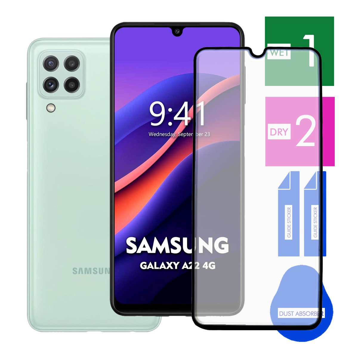 SZKŁO HARTOWANE DO SAMSUNG GALAXY A22 4G NA TELEFON PEŁNE CAŁY EKRAN 9H 5D