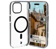 Etui i futerały do telefonów - Bizon Etui z pierścieniem magnetycznym Case Marco do iPhone 15, przezroczyste z czarną ramką - miniaturka - grafika 1