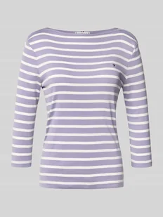 Bluzka o kroju slim fit z czystej bawełny z rękawem o dł. 3/4 - Bluzki damskie - miniaturka - grafika 1