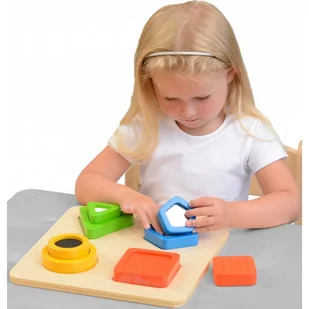Masterkidz Drewniany Sorter Kształtów Materiałów Faktury Powierzchni Masterkidz MK08770 - Sortery dla dzieci - miniaturka - grafika 1