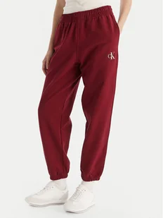 Calvin Klein Jeans Spodnie dresowe Monologo LV047B235G Bordowy Regular Fit - Spodnie sportowe damskie - miniaturka - grafika 1