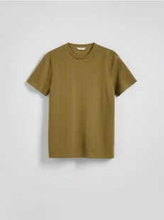 Reserved - T-shirt regular ze strukturalnej dzianiny - jasnozielony - Koszulki męskie - miniaturka - grafika 1