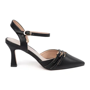 Goodin Czarne czółenka z odkrytą piętą - Czółenka - miniaturka - grafika 1