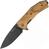 Scyzoryki - Lionsteel Liner Lock Ostrze Sleipner PVD+SW, rękojeść z drewna oliwnego, IKBS KUR BUL - miniaturka - grafika 1