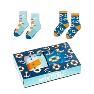 Skarpetki dla dzieci - Zestaw kolorowych skarpetek w koła i kotwice r.30-35 - mixTURY Morskie - miniaturka - grafika 1