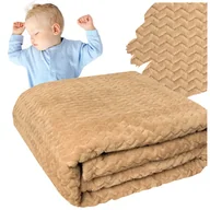 Koce - Koc Ciepły Narzuta Na Łóżko Miły Prezent Na Święta Pled 200X220 Cm Beżowy - miniaturka - grafika 1