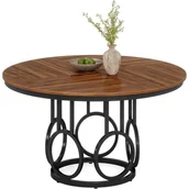 Stoły - Tribesigns Drewniany stół kuchenny z solidną metalową podstawą dla 4–6 osób, do jadalni, kuchni, salonu - miniaturka - grafika 1