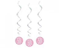 Balony i akcesoria - Dekoracja wisząca Glitz 50, groszki, różowa, 81 cm, 6 sztuk - miniaturka - grafika 1