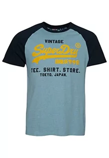 Koszulki męskie - Superdry Koszulka męska z nadrukiem, Stone Blue Marl/Eclipse Navy, XL - grafika 1