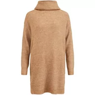 Swetry damskie - Vila Damski sweter VICILIA Rollneck L/S Knit Tunic/SU-NOOS, toasted Coconut/szczegóły: melanż, XL, Toasted Coconut/Szczegóły: melanż, XL - miniaturka - grafika 1
