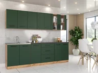 Meble kuchenne - Kuchnia Z Blatem Nowoczesna Narożna 4.6m Wotan Biała Mat Butelkowa Zieleń - miniaturka - grafika 1