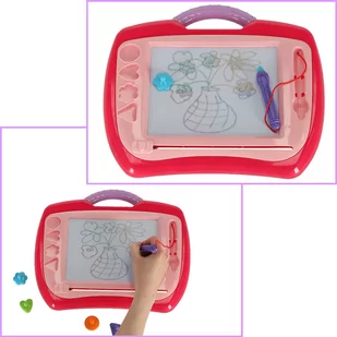 Tablica magnetyczna tablet do rysowania znikopis stempelki różowy XL - Tablice dla dzieci - miniaturka - grafika 3
