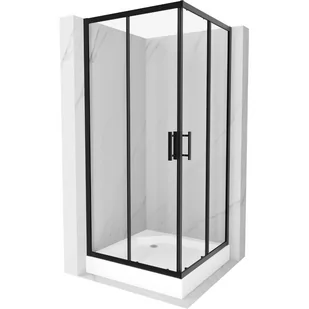 Mexen Rio kabina prysznicowa kwadratowa 90x90 cm, transparent, czarna + brodzik Rio, biały - Kabiny prysznicowe - miniaturka - grafika 1