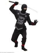 Stroje karnawałowe - Strój dla dzieci, Ninja czarny ze smokami, rozmiar 116 - miniaturka - grafika 1