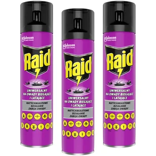 SC Johnson spray na owady biegające i latające w aerozolu Raid 3x400 ml - Zwalczanie i odstraszanie szkodników - miniaturka - grafika 1