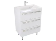 Szafki łazienkowe - Szafka Stojąca Z Umywalką ATH 60 cm - Biały Mat - Uchwyty Stal Szczotkowana - miniaturka - grafika 1