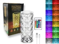 Latarki - Kryształowa lampa bezprzewodowa ROSE DIAMOND + pilot - miniaturka - grafika 1