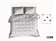 Pościel dla dzieci - Pościel 100x135 R125 biała serca serduszka granatowe 316D - miniaturka - grafika 1