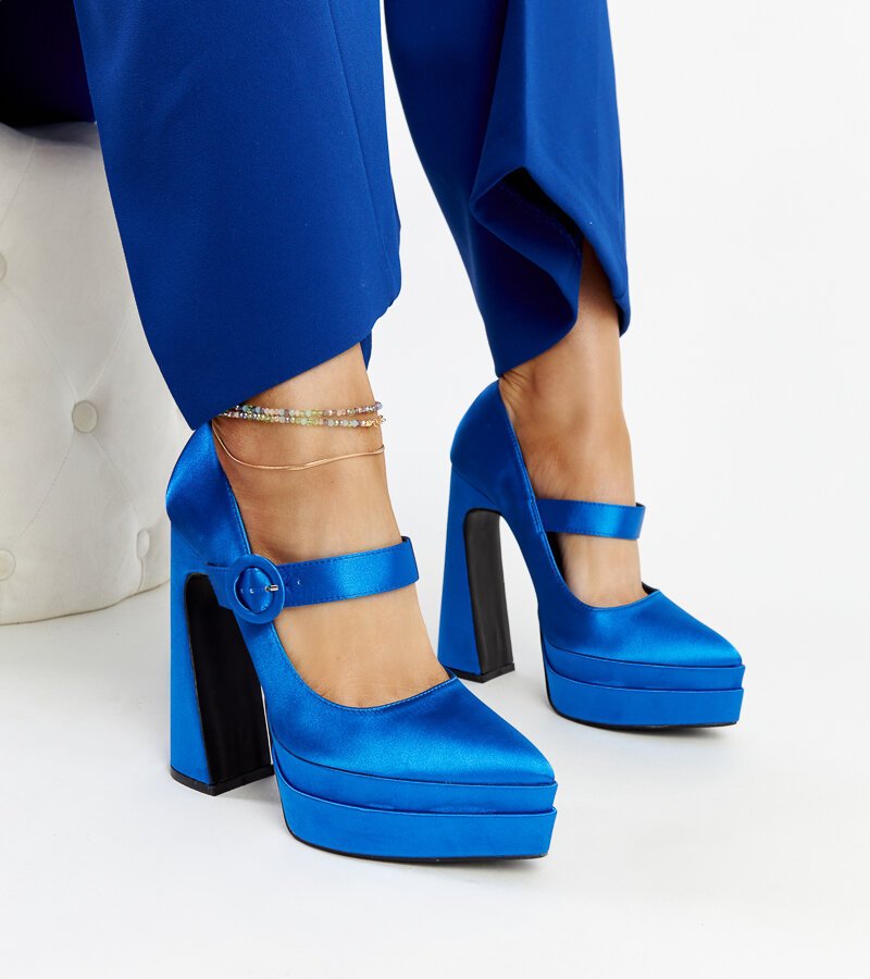 Niebieskie czółenka na wysokim słupku Mikea-36