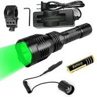 Latarki - Latarka Green Light Super Powerful 2000 Lumens Tactical Torch Remote Akumulator Wodoodporna latarka myśliwska do campingu Wspinaczka górska - miniaturka - grafika 1