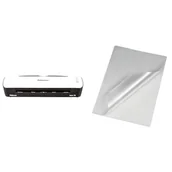 Laminatory - Fellowes Sola 5745601 Laminator, Biały/Czarny, A4 & Hama folia do laminowania na gorąco (A4, 80µ, 100 sztuk, 21,6 x 30,3 cm) przezroczysta - miniaturka - grafika 1