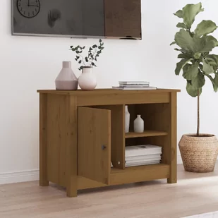 Lumarko Szafka pod TV, miodowy brąz, 70x36,5x52 cm, lite drewno sosnowe - Szafki RTV - miniaturka - grafika 4