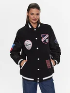Kurtki damskie - Tommy Jeans Kurtka bomber Letterman DW0DW14940 Czarny Oversize - miniaturka - grafika 1