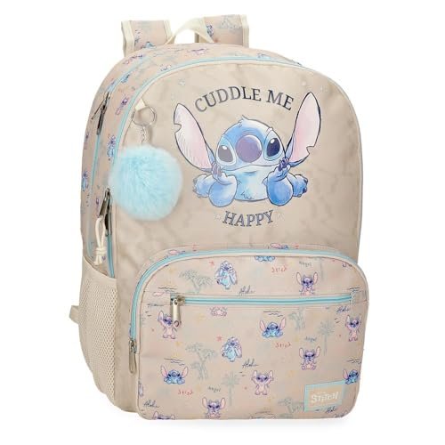 Joumma Disney Stitch Cuddle Me Happy Plecak szkolny Beżowy 32x44x17 cm Poliester, beż, Talla única, plecak szkolny