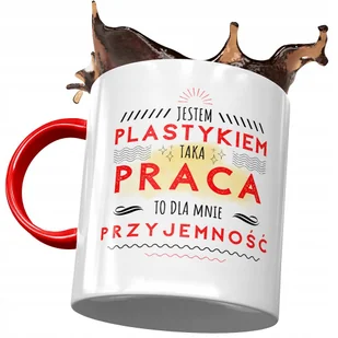 Kubek Czerwony Dla Plastyka Praca To Przyjemność z Nadrukiem ze Zdjęciem + Opakowanie na prezent (wzór 02) - Kubki - miniaturka - grafika 1
