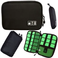 Akcesoria podróżnicze - Etui organizer pojemna torba podróżna na kable ładowarki kosmetyczka czarna - miniaturka - grafika 1