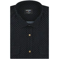 Koszule męskie - Koszula Męska Sztruksowa Codzienna Casual granatowa we wzorki z długim rękawem w kroju REGULAR Modely H605 - miniaturka - grafika 1