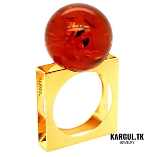 Pierścionek qlka no.2 bursztyn brązowy - Pierścionki - miniaturka - grafika 1