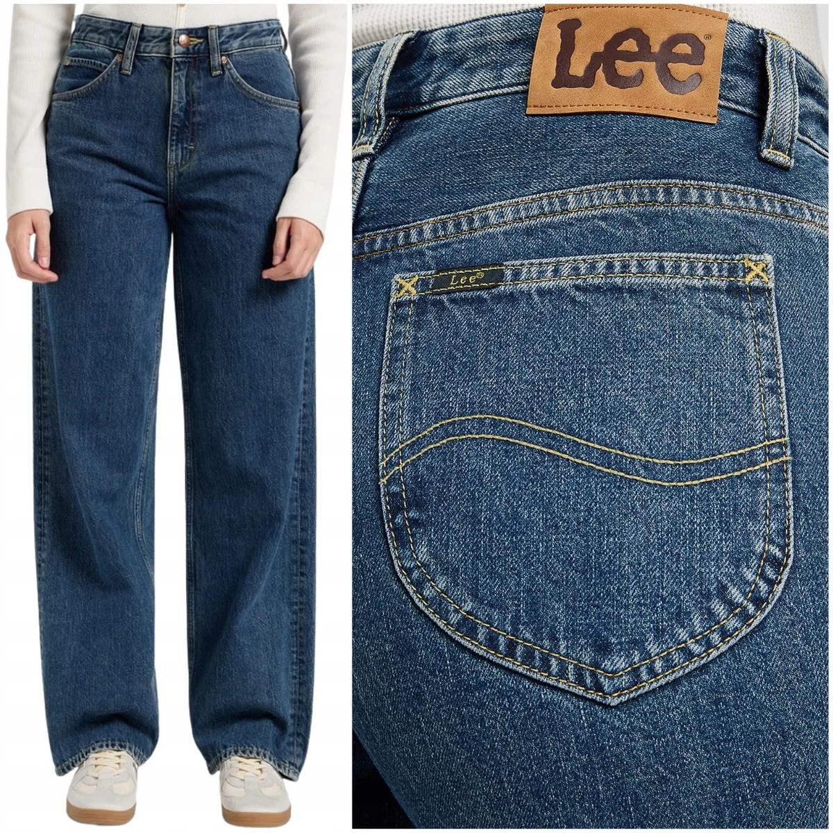 Lee Rider Loose Sharp Point wysokie luźne damskie spodnie jeansowe W32 L31