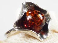 Pierścionki - 142-67 Pierścionek Srebro z Bursztynem - rozm.14 - miniaturka - grafika 1
