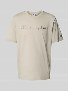 T-shirt z wyhaftowanymi logo i okrągłym dekoltem - Koszulki męskie - miniaturka - grafika 1