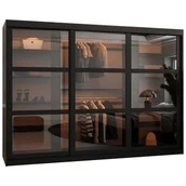 Szafy - Szafa przesuwna trzydrzwiowa garderoba na ubrania DOME 250 czarna biała - miniaturka - grafika 1