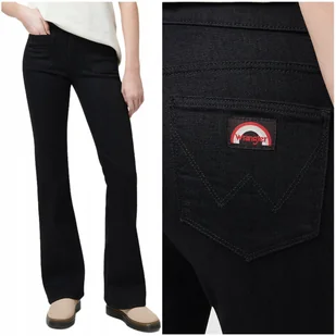 Wrangler FLARE Black DżINS czarne damskie spodnie jeansowe dzwony W26 L30 - Spodnie damskie - miniaturka - grafika 1