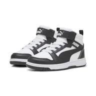 Buty dla dziewczynek - Dziecięce sneakersy Rebound V6 Mid PUMA White Black Shadow Gray - miniaturka - grafika 1