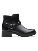 Botki damskie - Clarks Skórzane botki "Hearth Kaylie" w kolorze czarnym - miniaturka - grafika 1