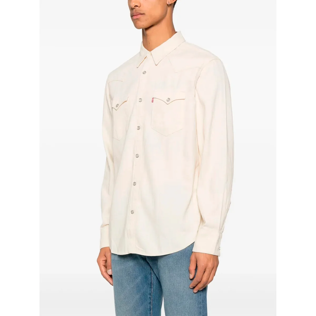 LEVI'S KOSZULA CASUAL BAWEŁNIANA ECRU Z KIESZENIAMI I NAPAMI M 12GA