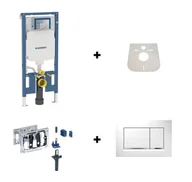 Stelaże i zestawy podtynkowe do WC - Geberit Duofix Slim (8 cm) Zestaw stelaż podtynkowy wąski do WC H114 Sigma + kostkarka + przycisk WC biały/chrom błyszczący + mata 111.796.00.1+115.063.21.1+ 115.883.KJ.1+LEMATA - miniaturka - grafika 1